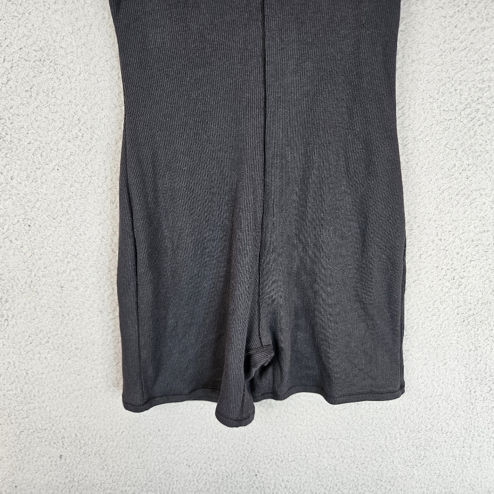 Skims Romper Womens Sz Black Med Ribbed Tank Shorts Bodysuit Minimalist Capsule - Picture 9 of 11